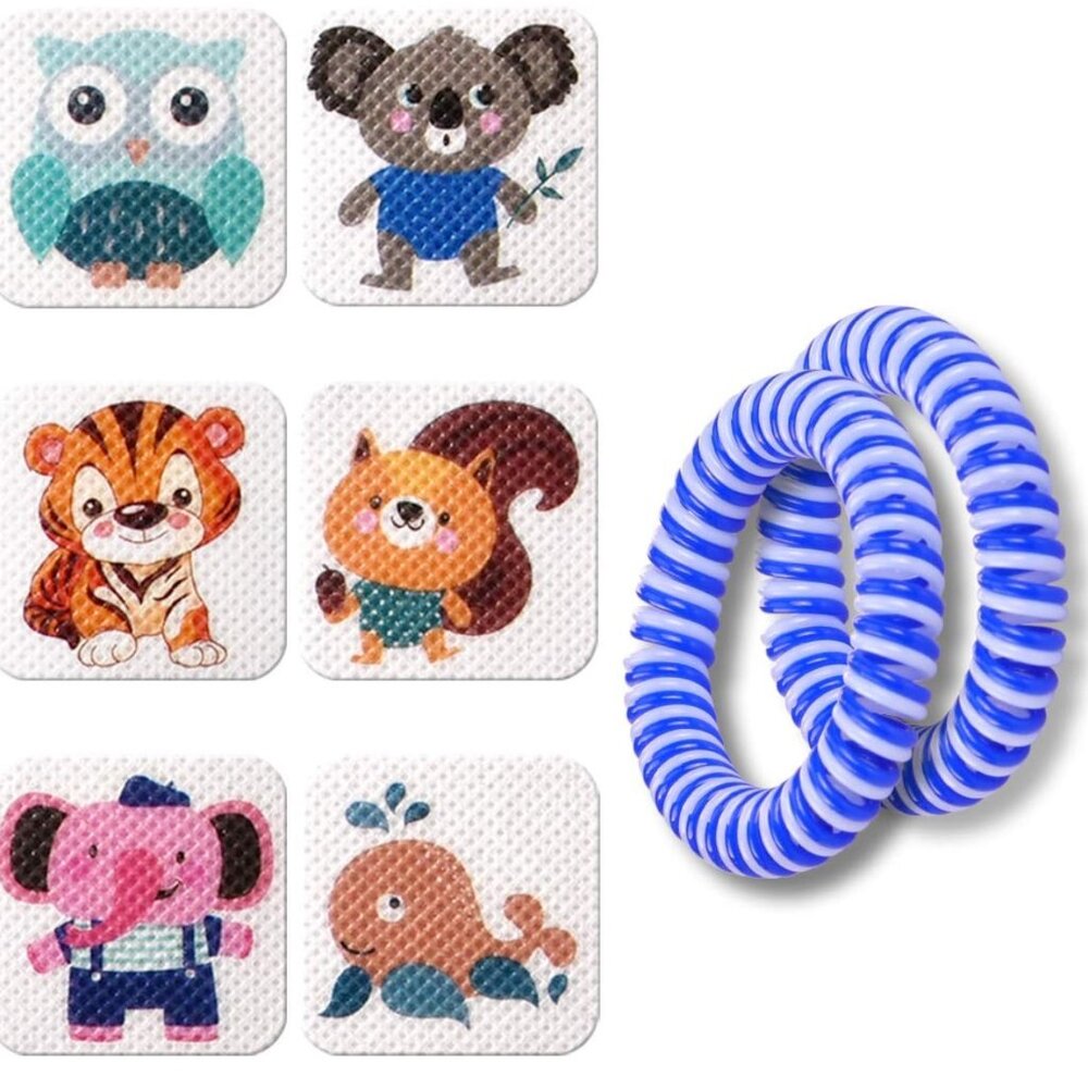 120 Pack Mosquito Patches with 2 Bracelet, Resealable Stickers for Kids Adult -